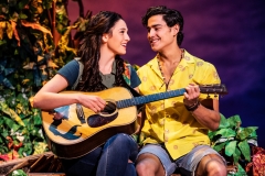 Sarah Hinrichsen as Rachel and Chris Clark as Tully in Jimmy Buffett’s "Escape to Margaritaville" (Photo: Matthew Murphy)