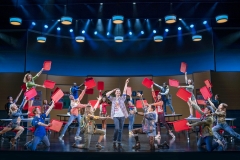 Pictured (L-R): Eric Huffman (Damian Hubbard) and the National Touring Company of  Mean Girls  Credit: © 2019 Joan Marcus